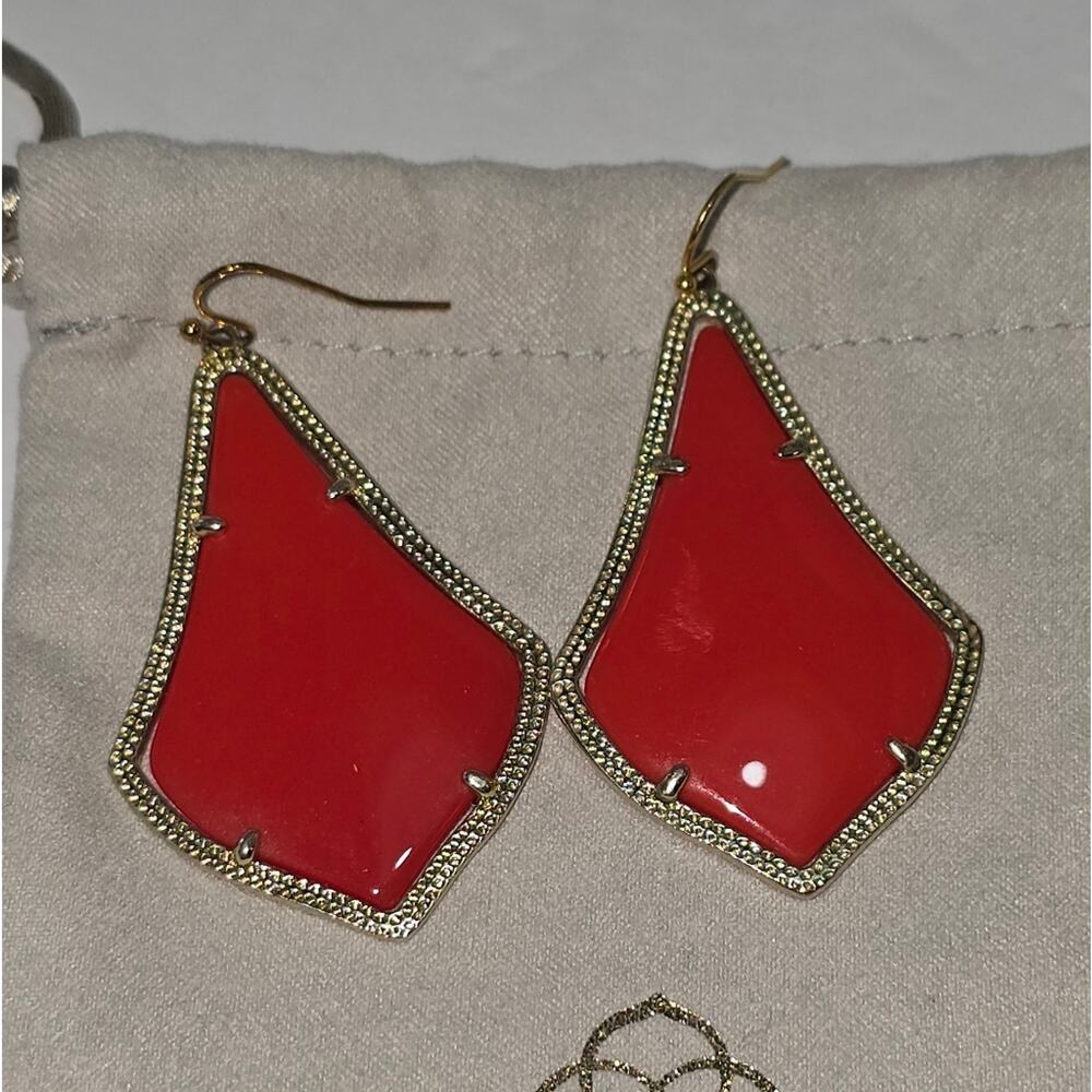 Kendra Scott ~ Alexandra‎ Drop Earrings ~ Red and Gold ~ Rare